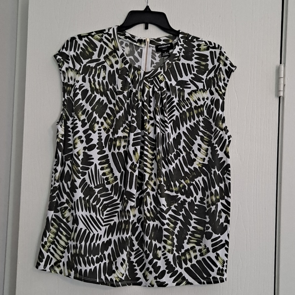Green and white Liz Claiborne Blouse